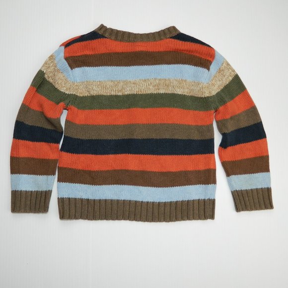 GAP Boys 2T Striped Sweater Orange Brown Blue - Picture 6 of 7
